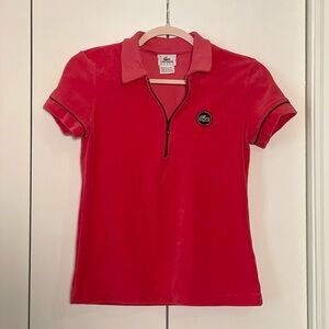 Lacoste Y2K 00s Women’s Velour Velvet Half 3/4 Zip Light Red Polo Small Shirt